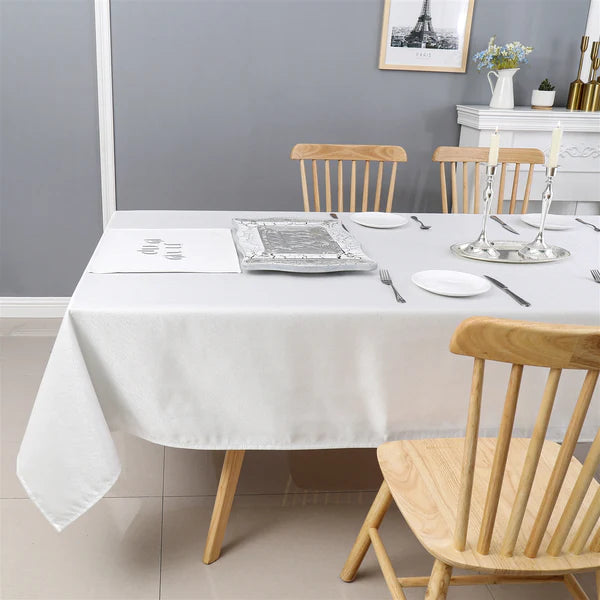 TC1335 Jacquard  Desert White Silver Tablecloth