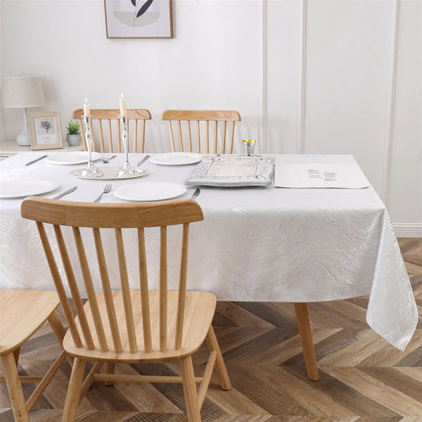 TC1358 Jacquard Sparkle Silver Tablecloth