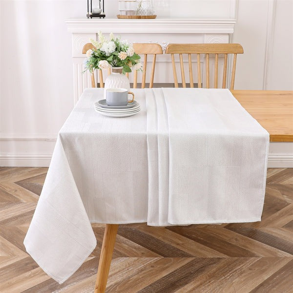 TC1372 Jacquard White/Silver Tablecloth