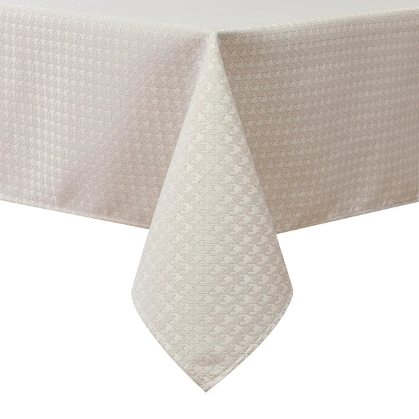 TC1374  White Gold Jacquard Houndstooth Tablecloth