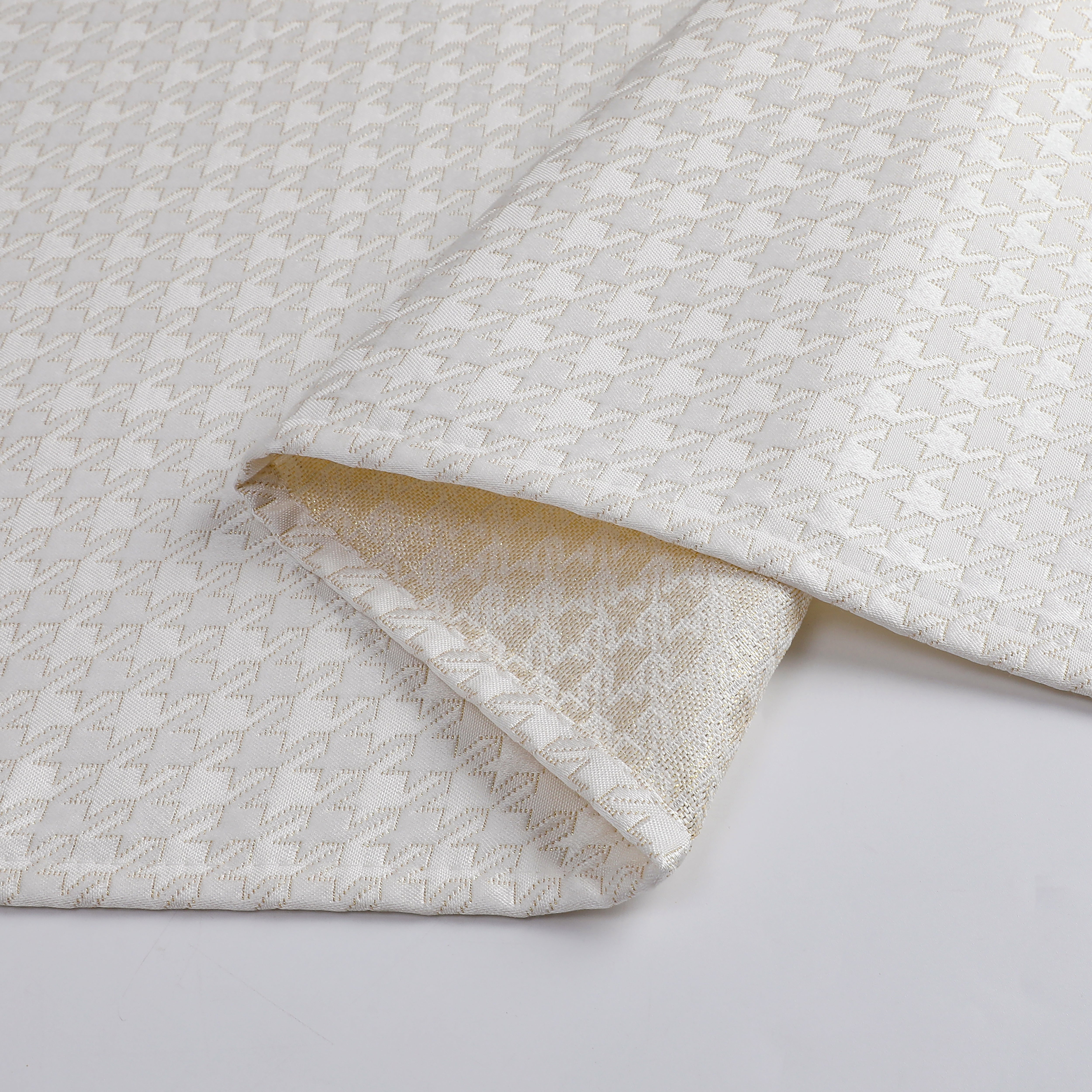 TC1374  White Gold Jacquard Houndstooth Tablecloth