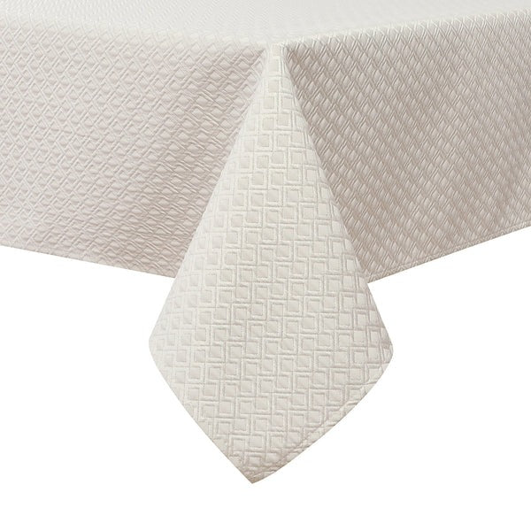 TC1376 White Gold Jacquard Geometric Tablecloth