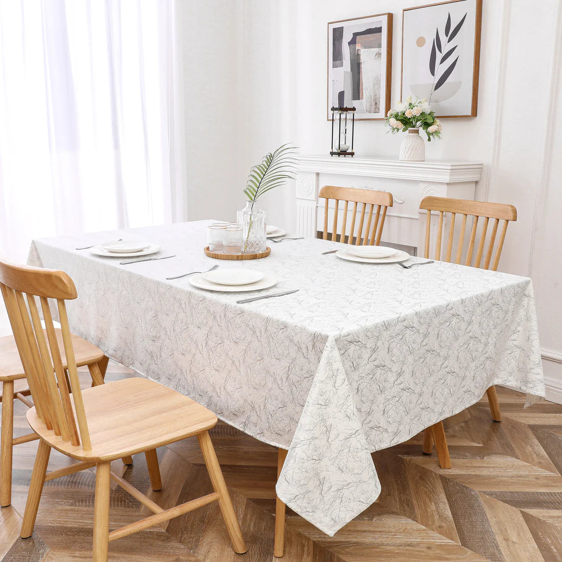 TC1411 - 70 x 144 Velvet Silver Branch Tablecloth