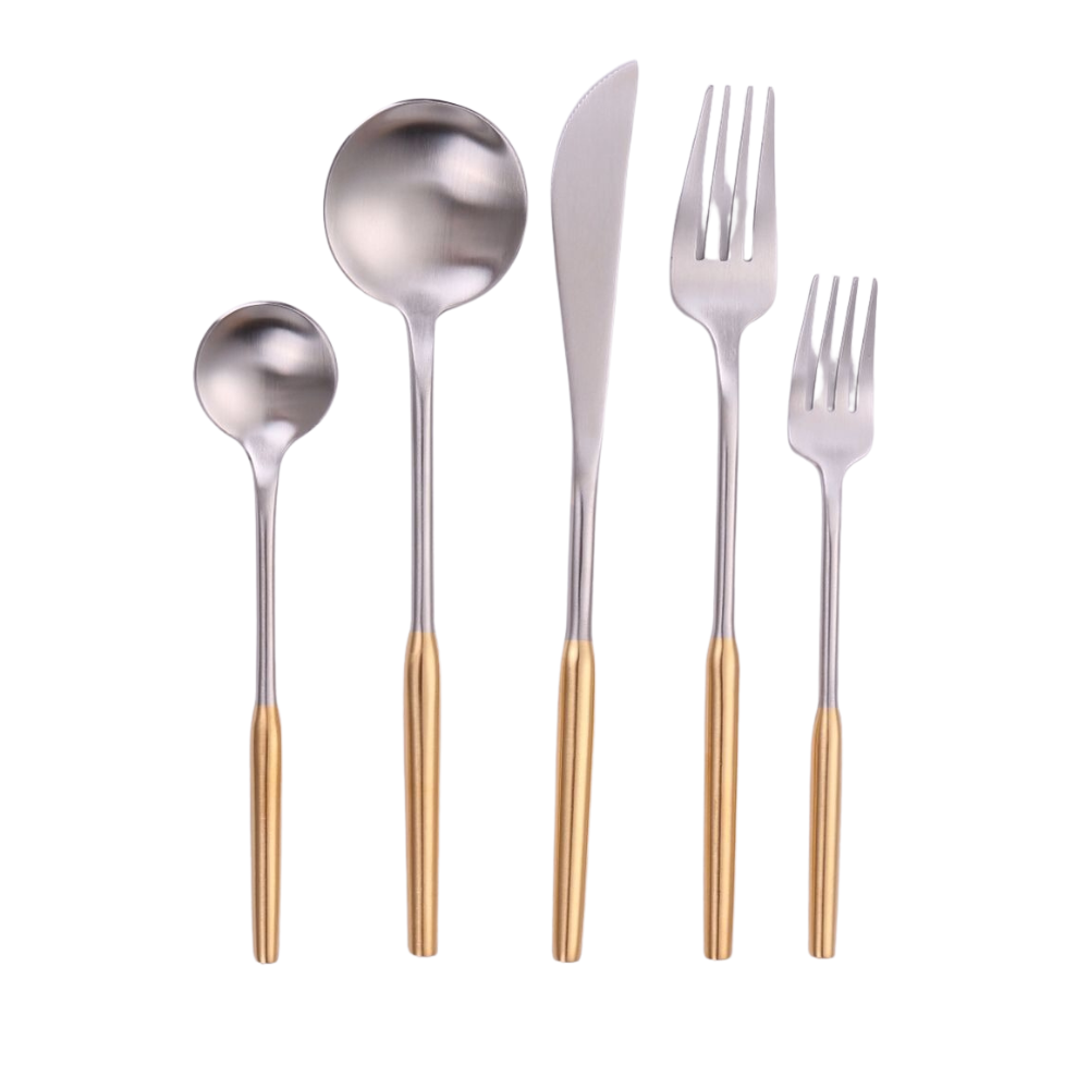 Arlington Brushed Gold And Silver Flatware 20 Pc Set