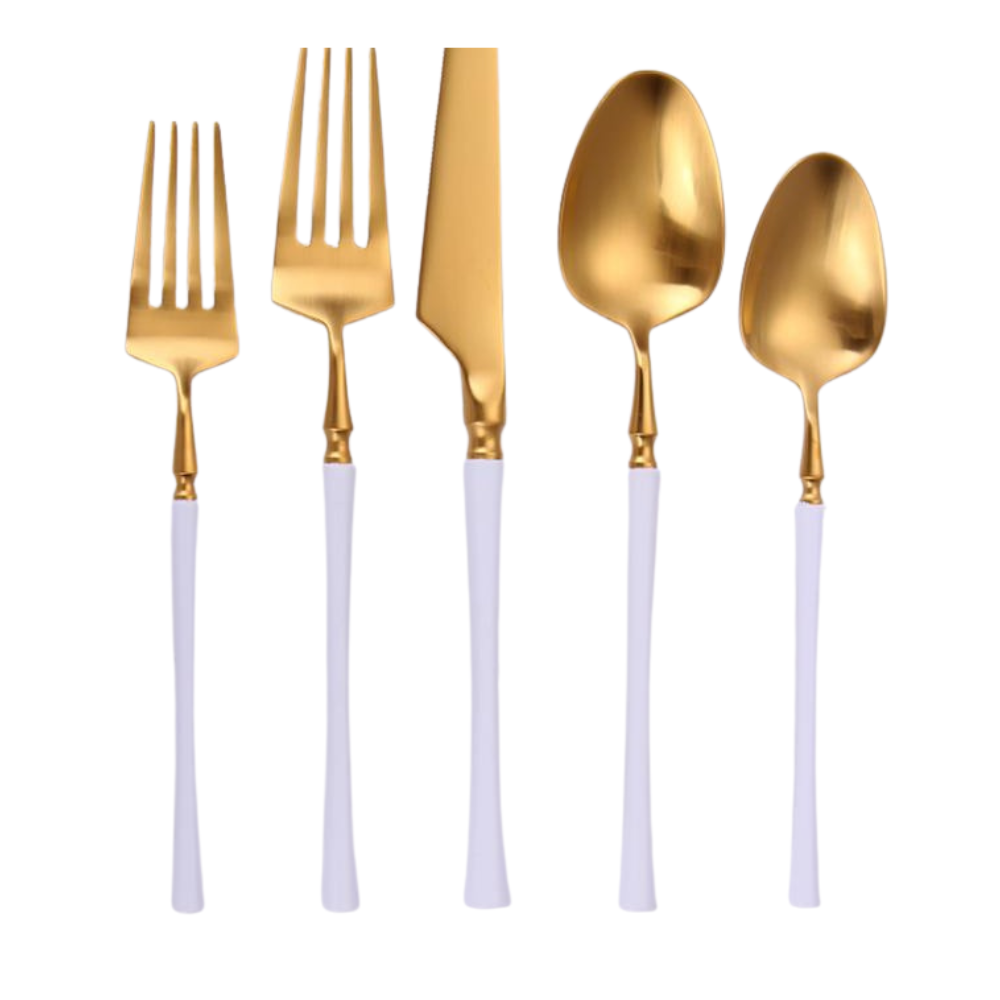 Irene Two Tone Brushed White And Gold 20 Pc Set