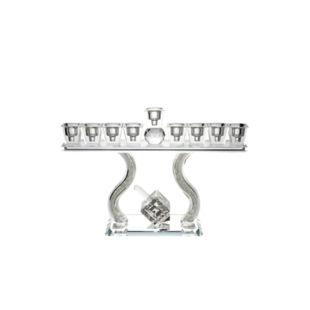 Crystal Menorah With Dreidel