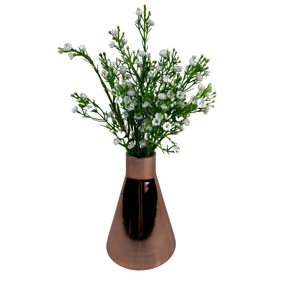 Rose Gold Footed Bud Vase with Baby Breaths