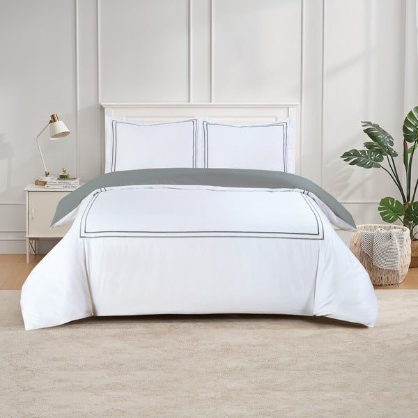 Flora Hotel Collection - White with Gray Embroidery #BL50-2