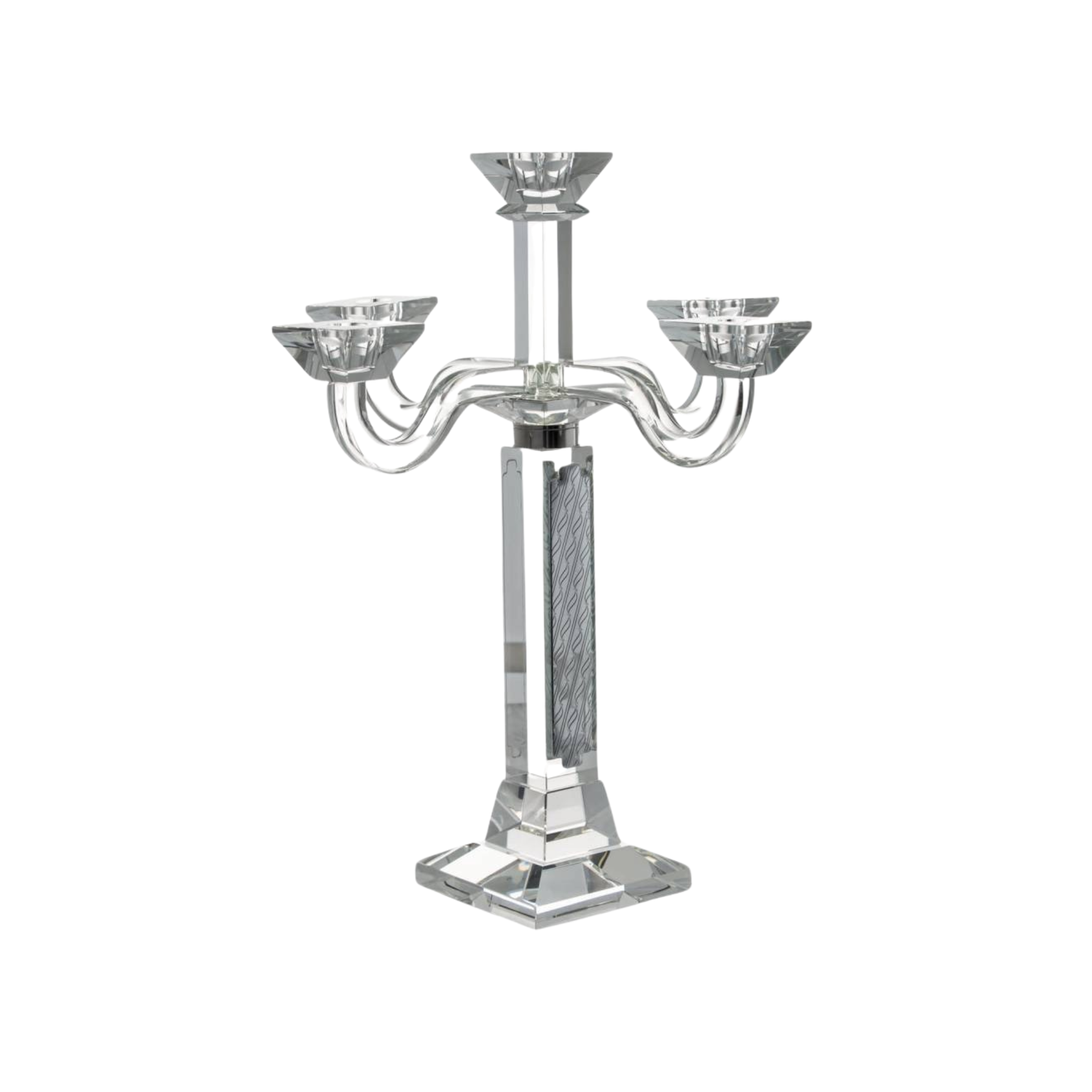 17"H Crystal and SS 5 Branch Candelabra