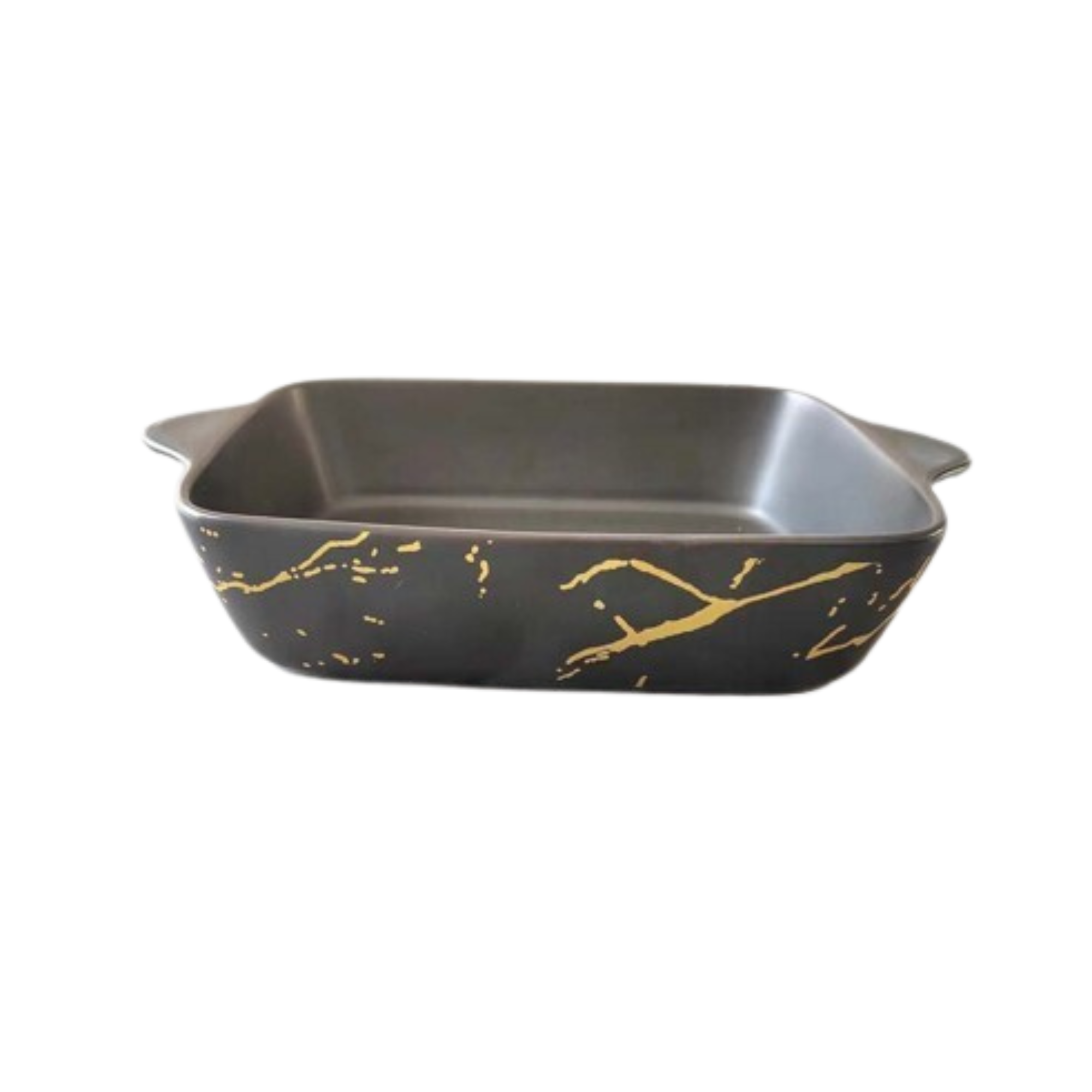 Matte Black w/ Gold Marble Rectangle Dish