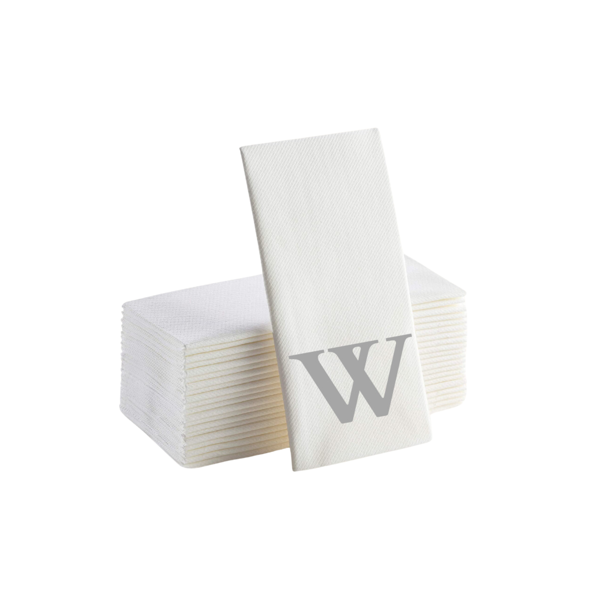 Silver Foil W Monogrammed Napkins Pack of 25