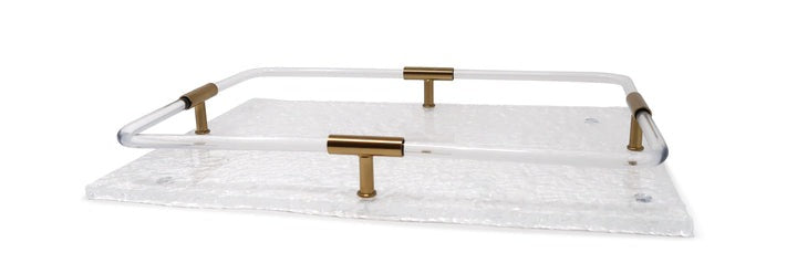 Acrylic Tray with Gold Detail on Handles 15.75"L