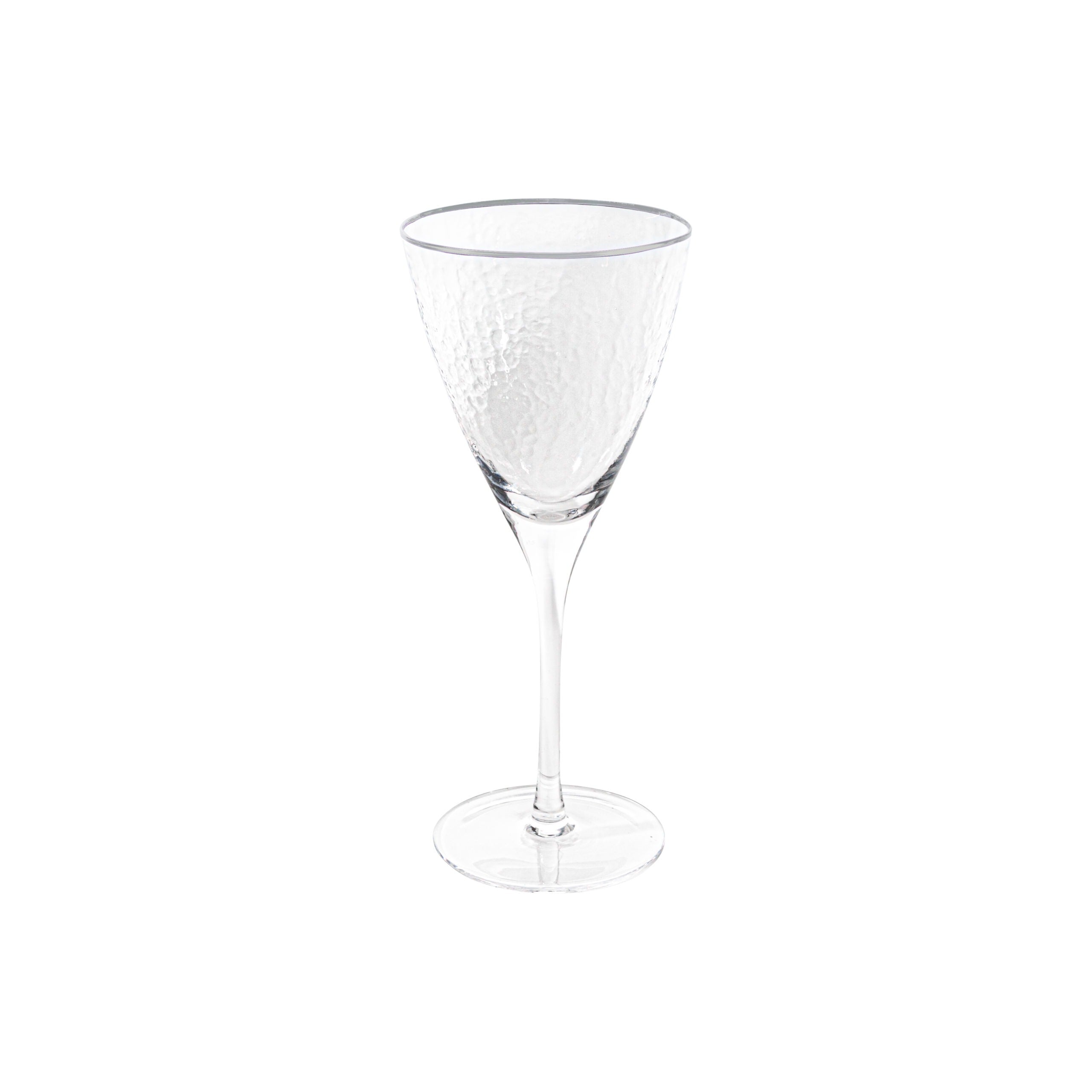 Silver Rim, Hammered Wine Glass, 11.5 Oz, Set of 6