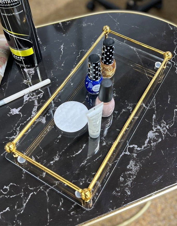 Acrylic Tray with Golden Tubes