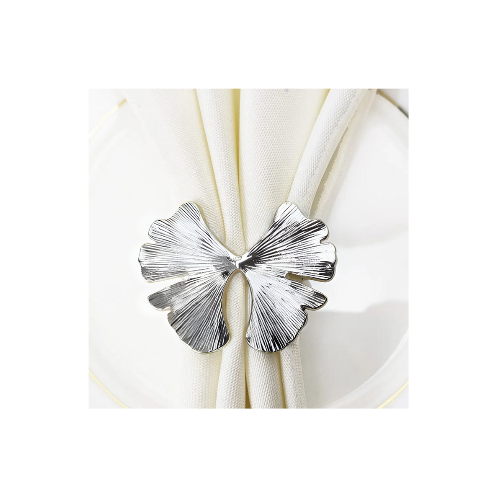 Half Butterfly Napkin Rings Set of 6 - Silver