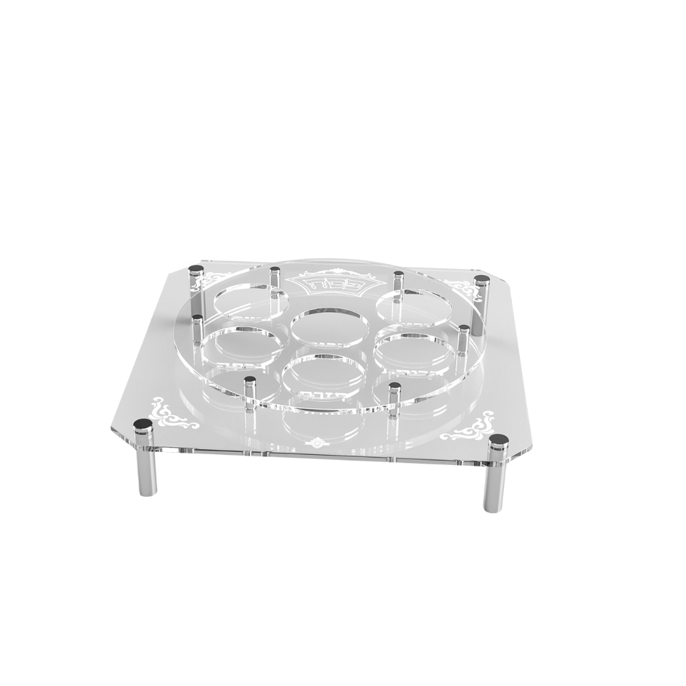 Lucite Square Silver Standoff Seder Plate