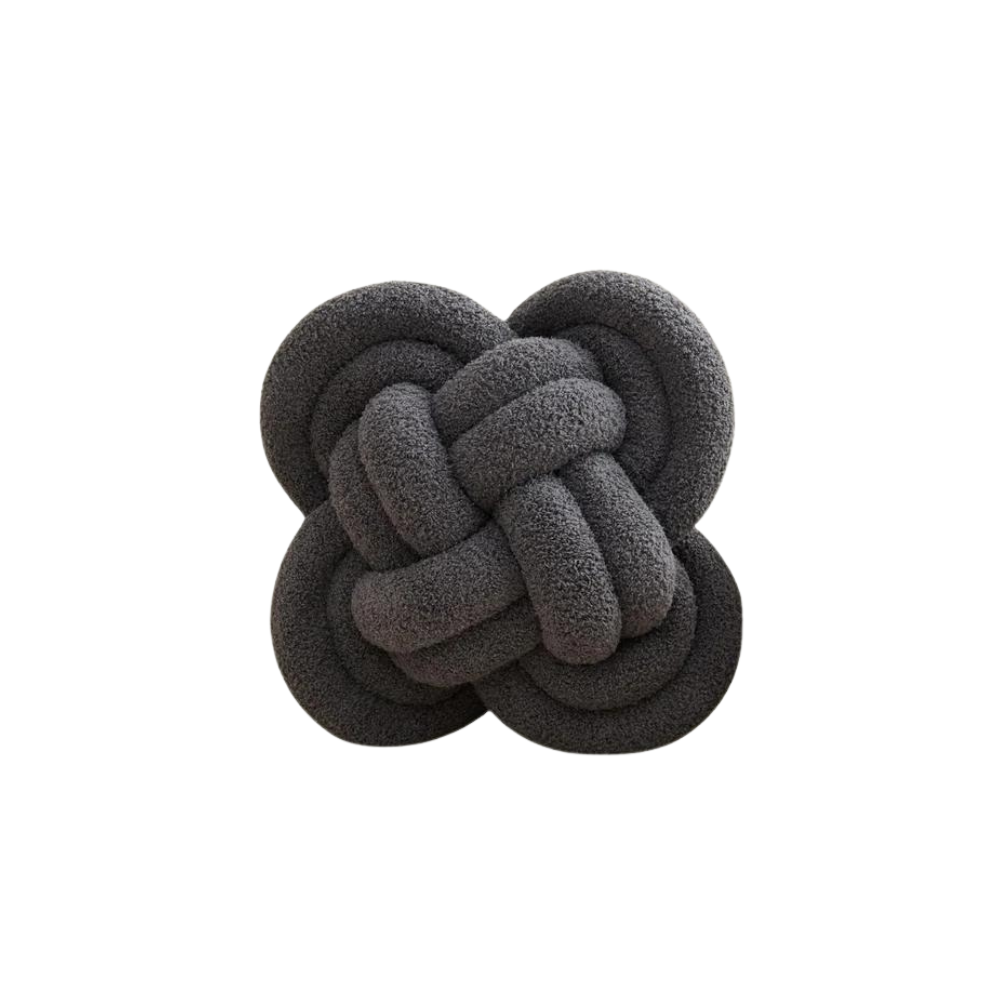 Gray Fleece Knot Pillow 12"