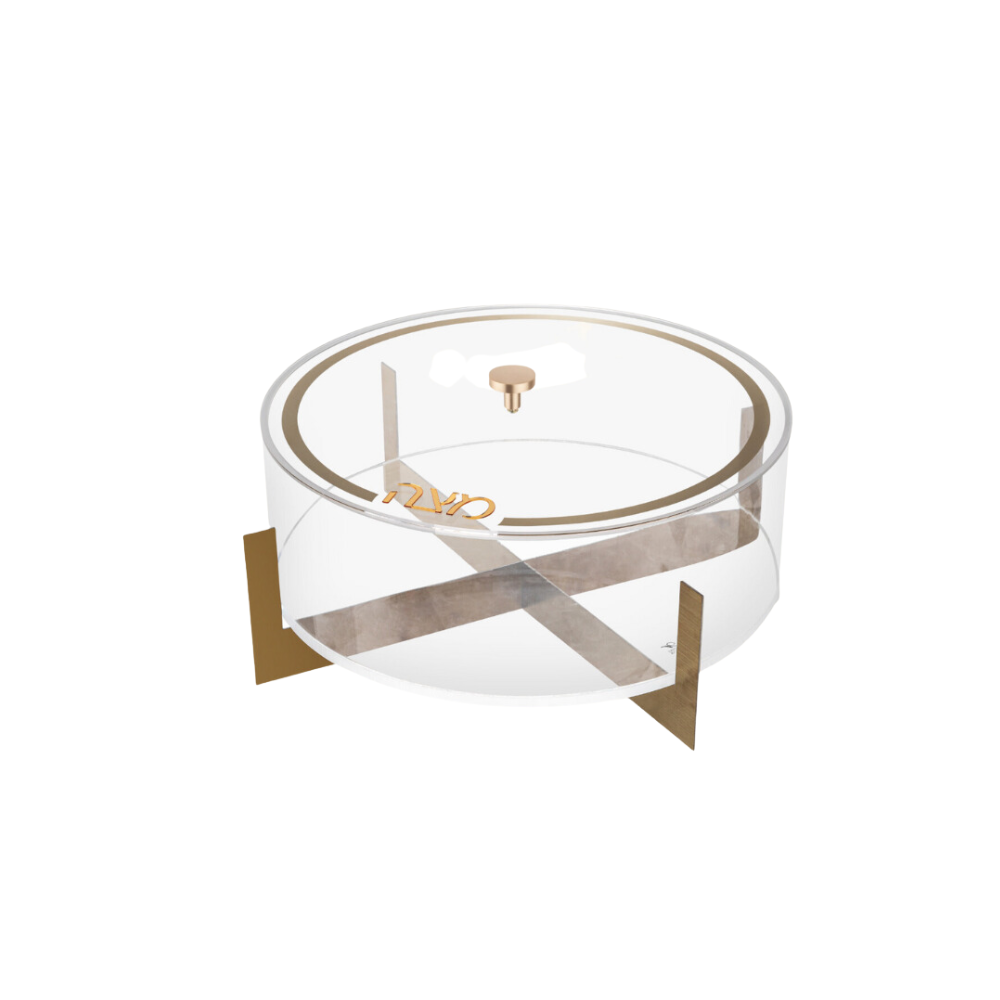 Metal Matzah Box Clear/Gold