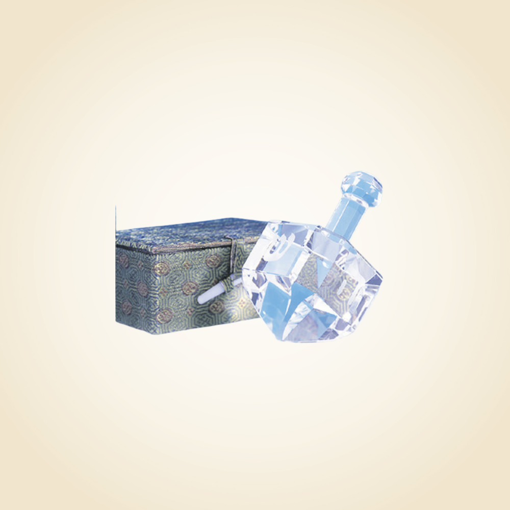 Large crystal dreidel on stand
