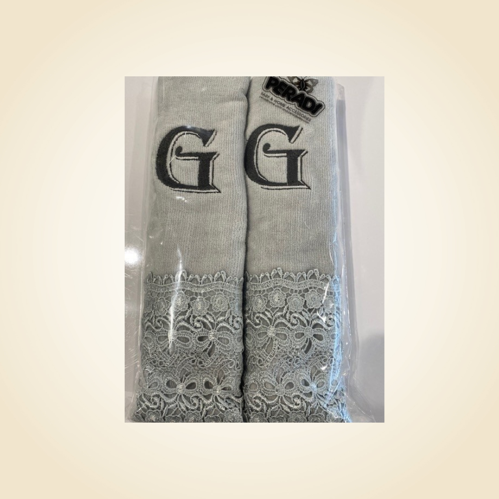 2 Charcoal Towels with Algerian Letter G