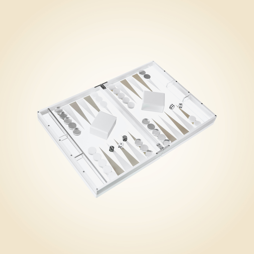 Lucite Backgammon Silver & White
