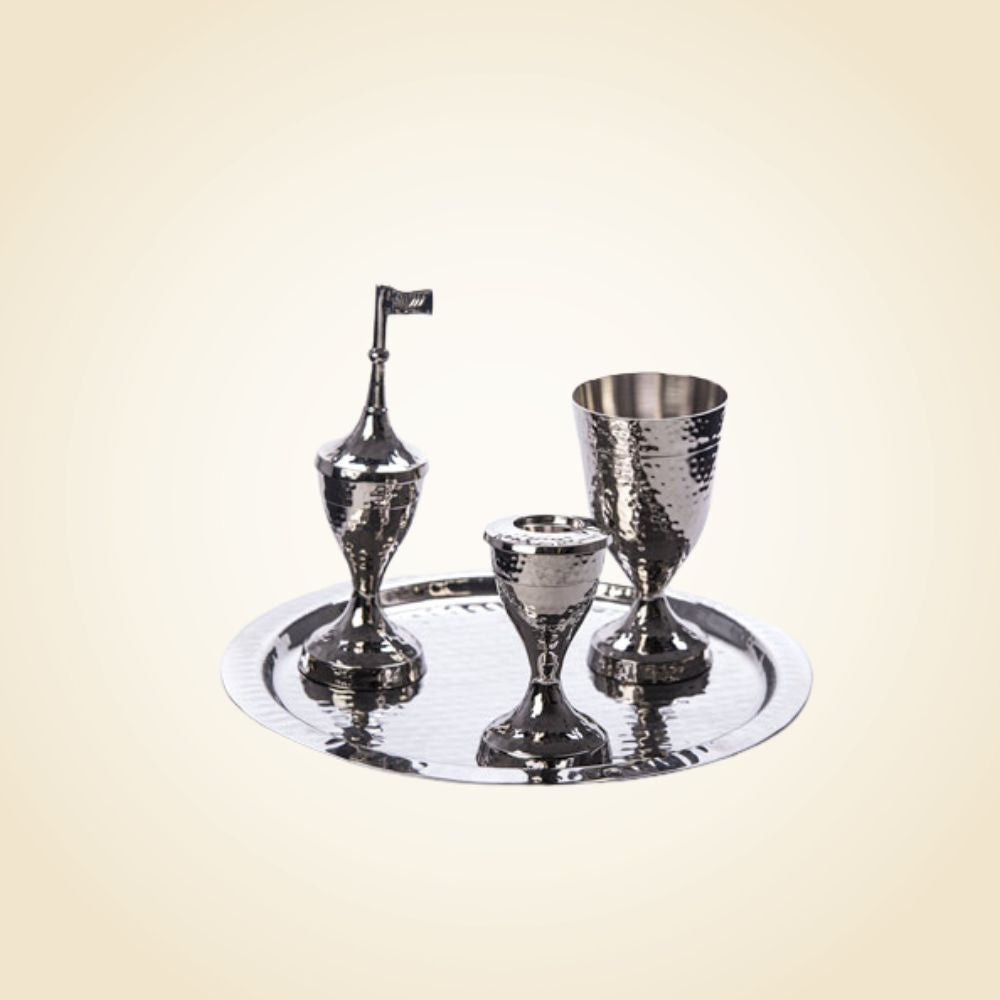 Hammered Havdala Set Nickel Plated