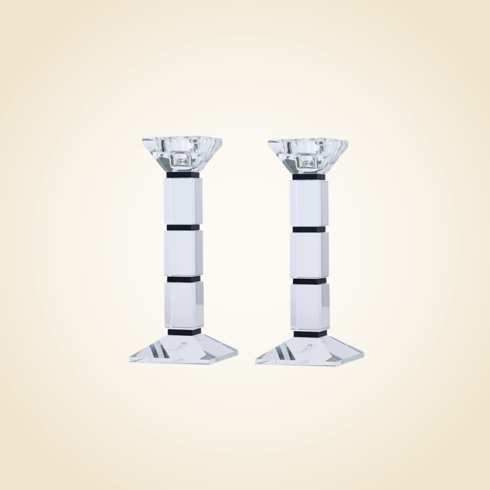 Crystal Candlesticks Square Design Black wide
