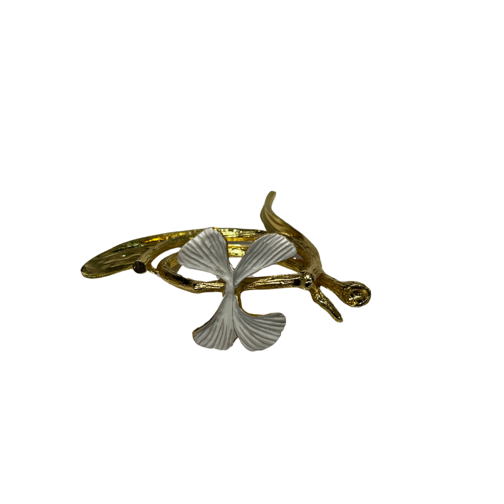 White & Gold Branch & Flower Napkin Ring Set of 6