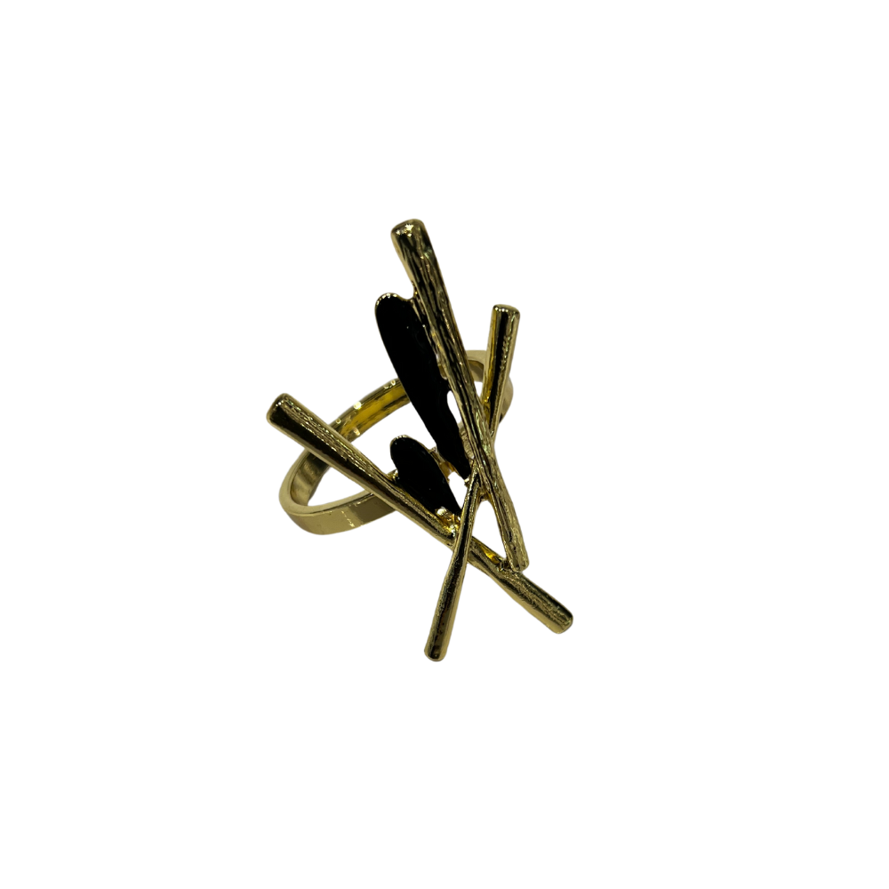 Black & Gold Sticks Napkin Rings Set of 6