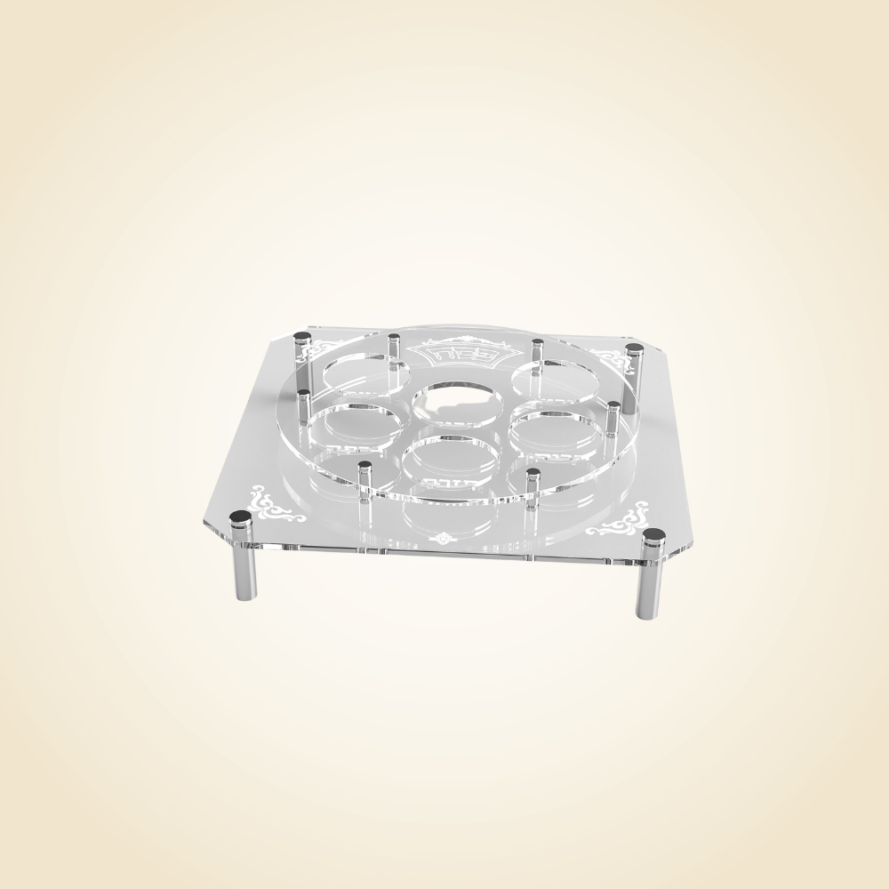 Lucite Square Silver Standoff Seder Plate