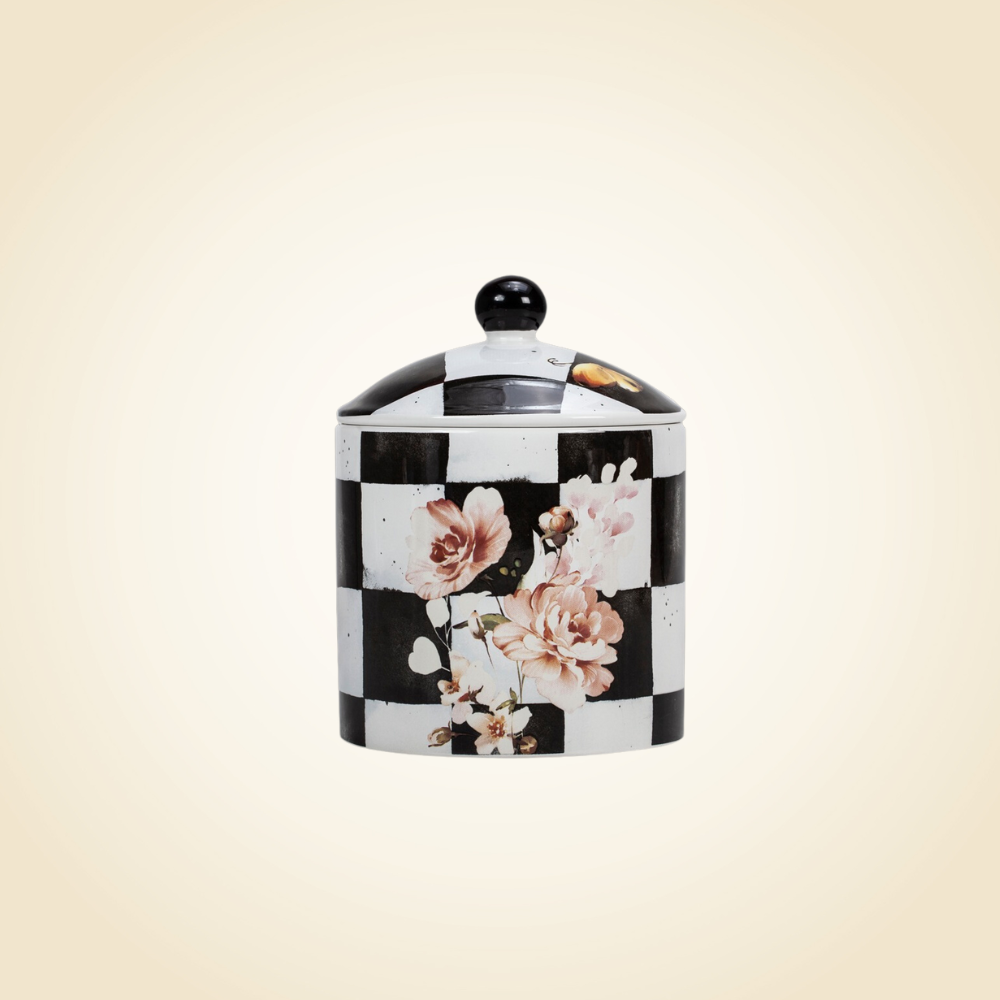 Chic Checkered Porcelain Cookie Jars Small