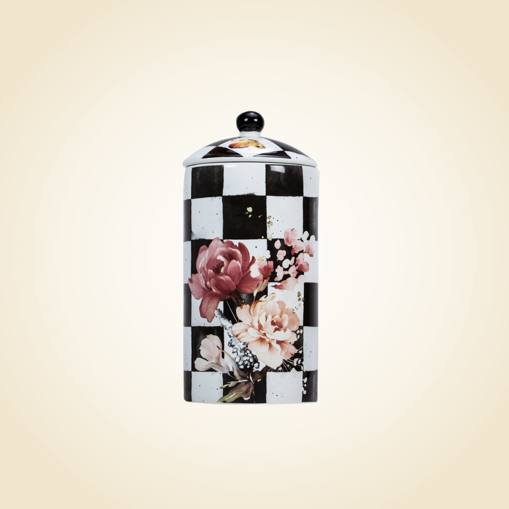 Chic Checkered Porcelain Cookie Jars Large