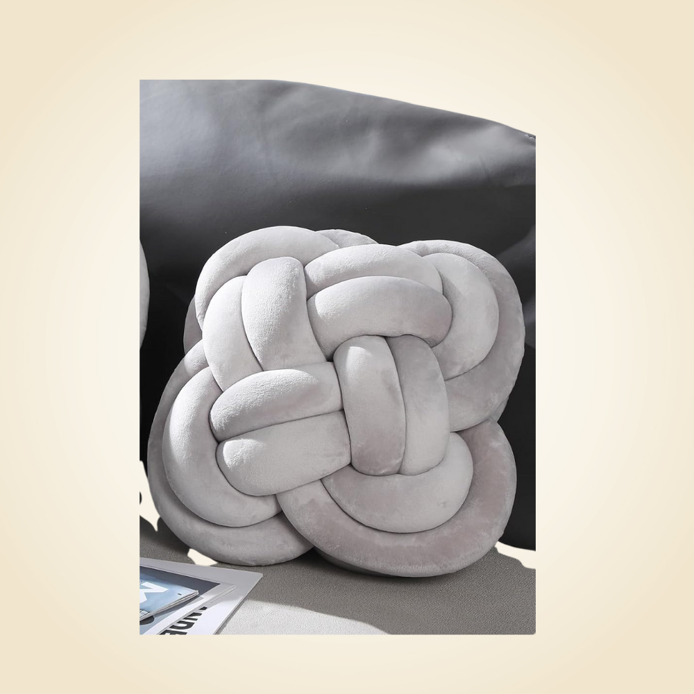 Light Gray Knot Pillow 12"