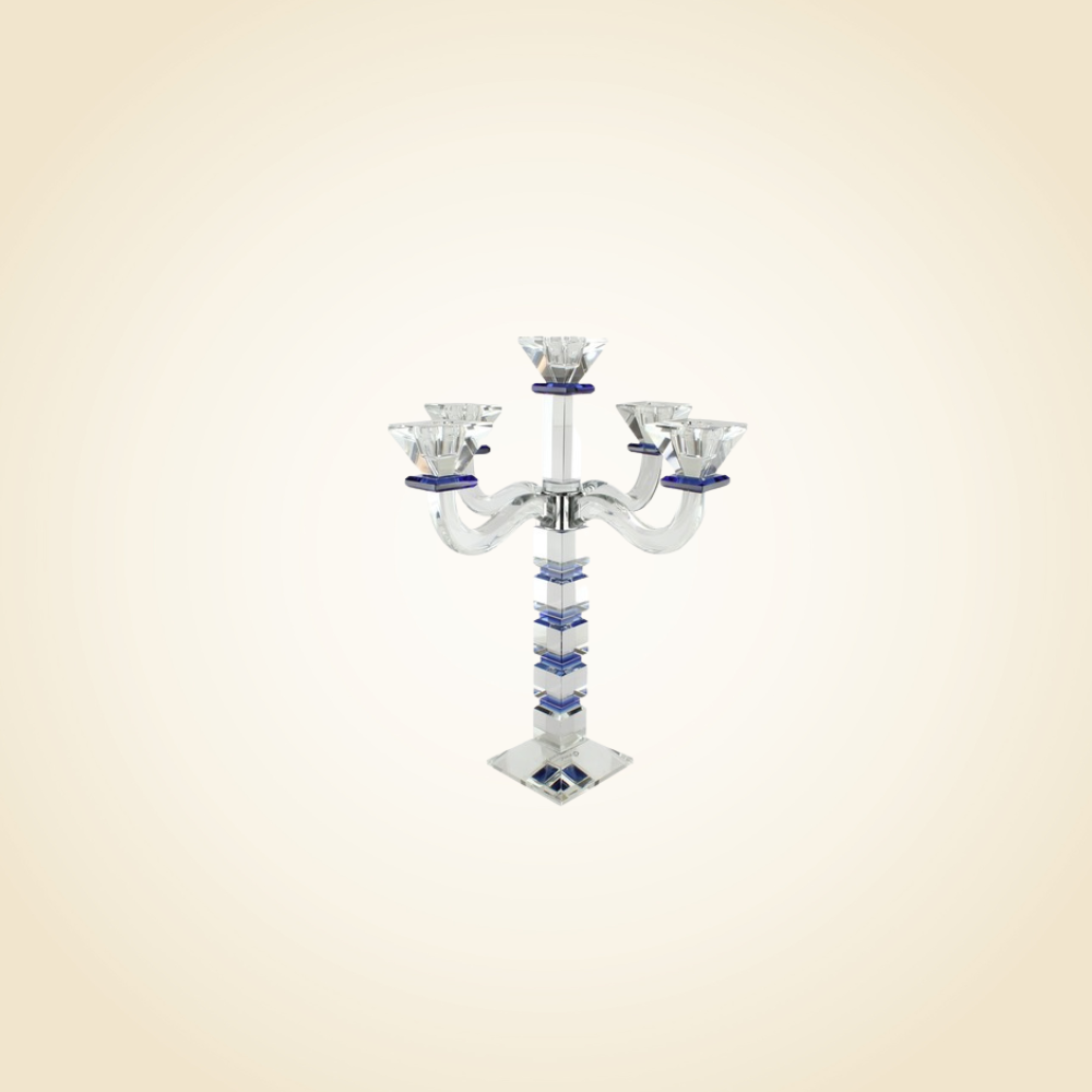 5 Branches Blue Candelabra Square Design