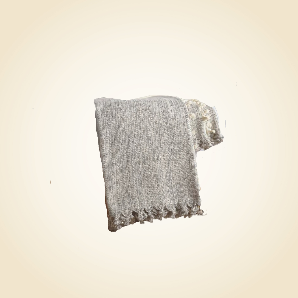 Grey Cotton Throw Blanket