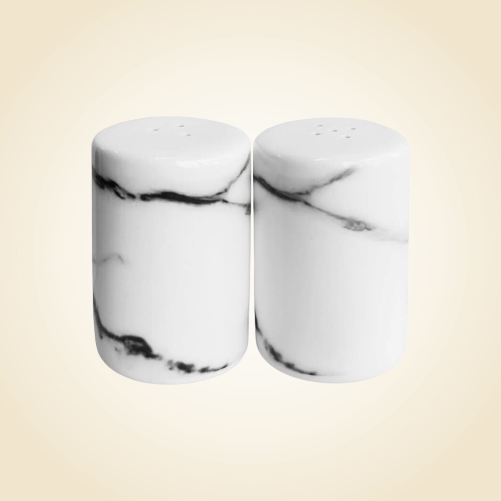 Marble Silver Salt & Pepper Shakers