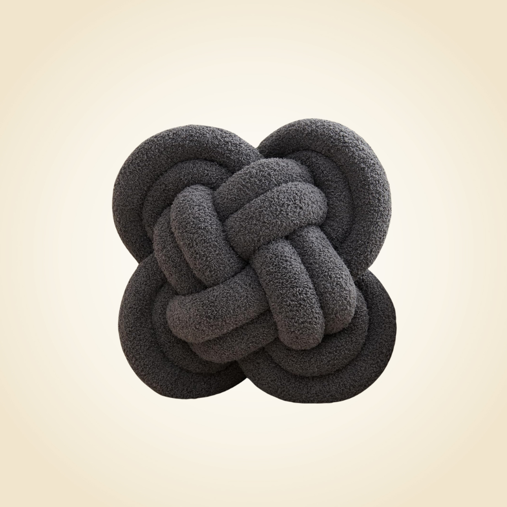Gray Fleece Knot Pillow 12"