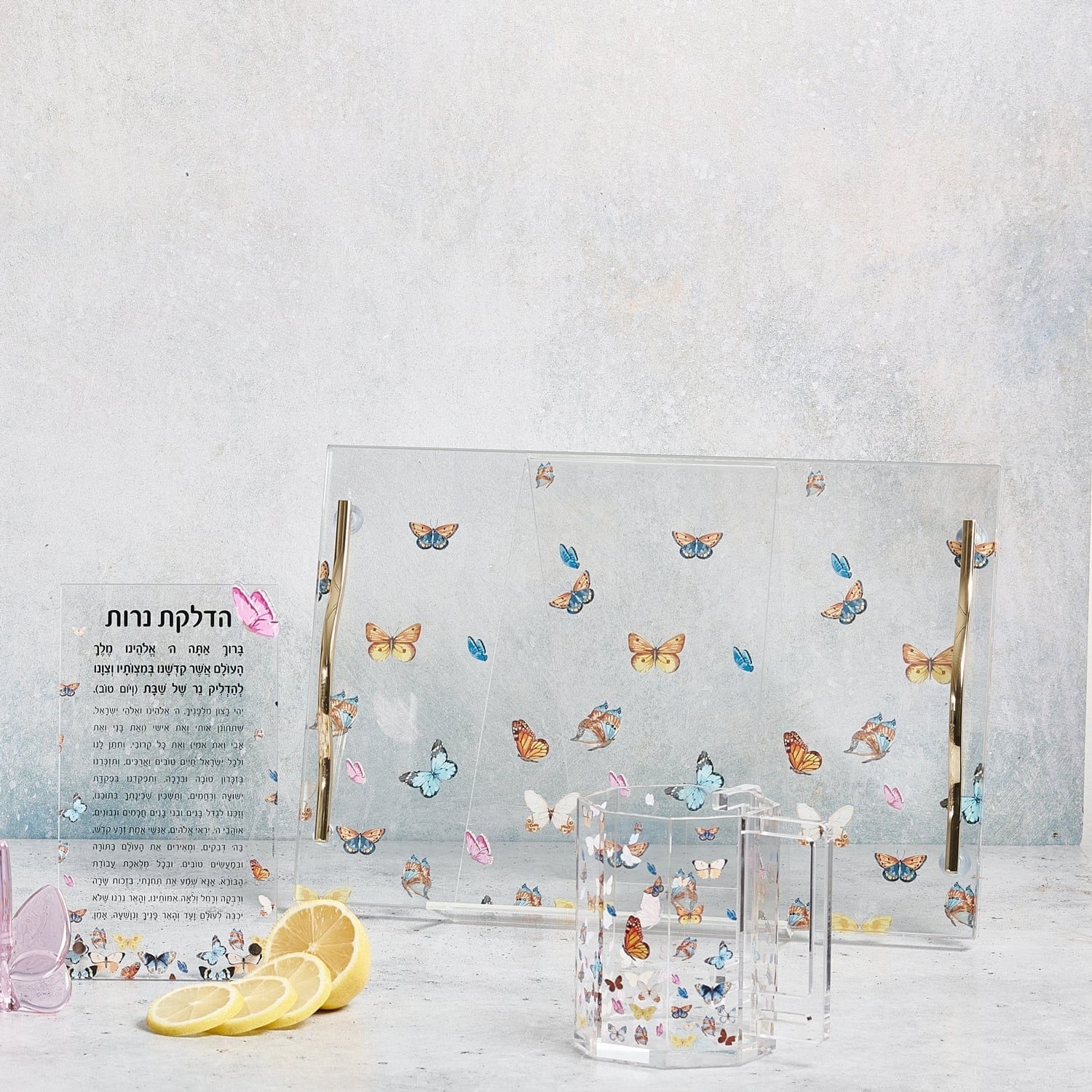 Lucite Colored Butterflies Tray