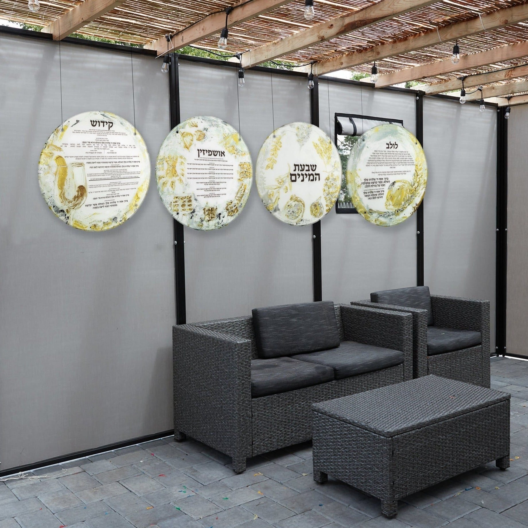 Painted Zelda Round Shivas Haminim Sukkah Decoration