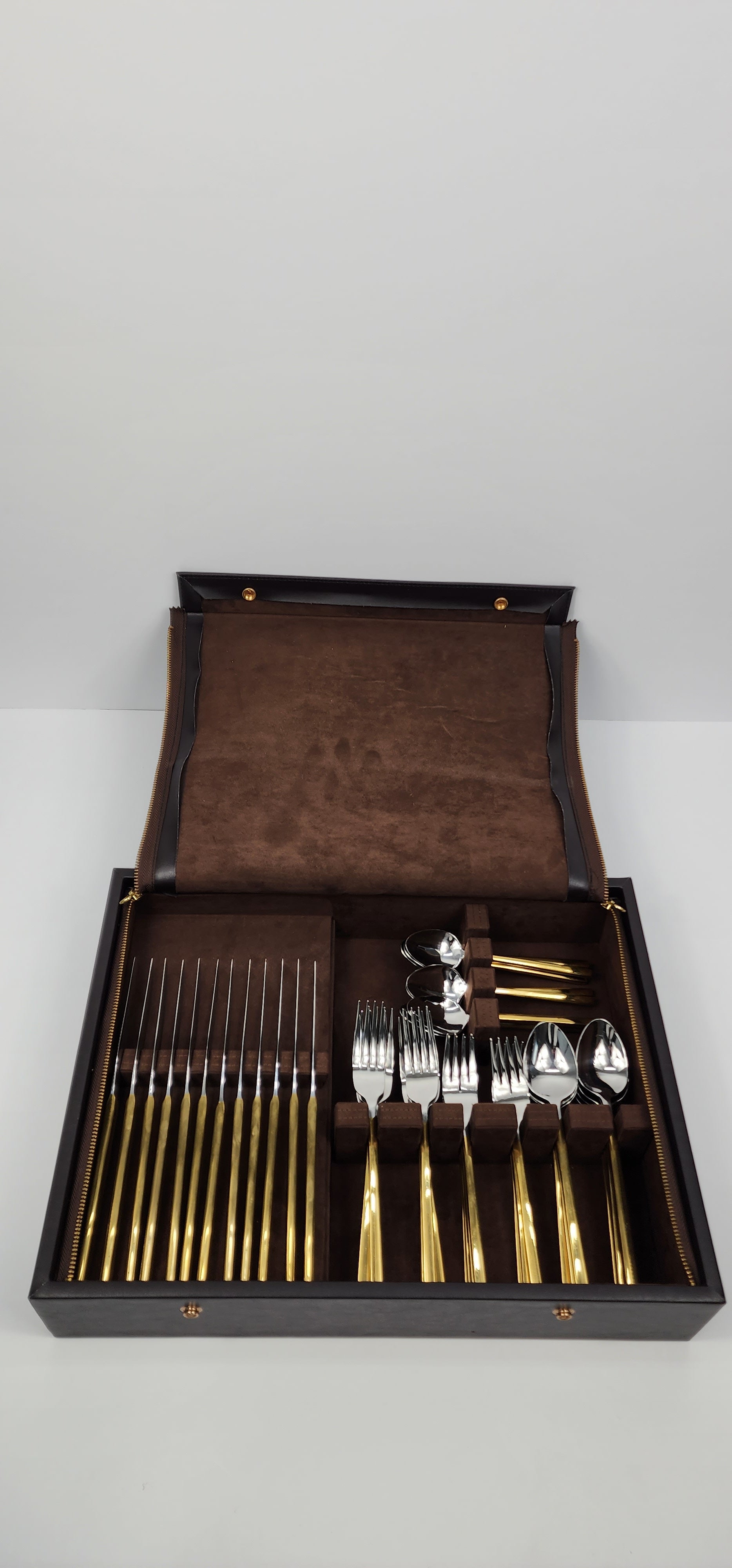 Brown Leather Flatware Chest