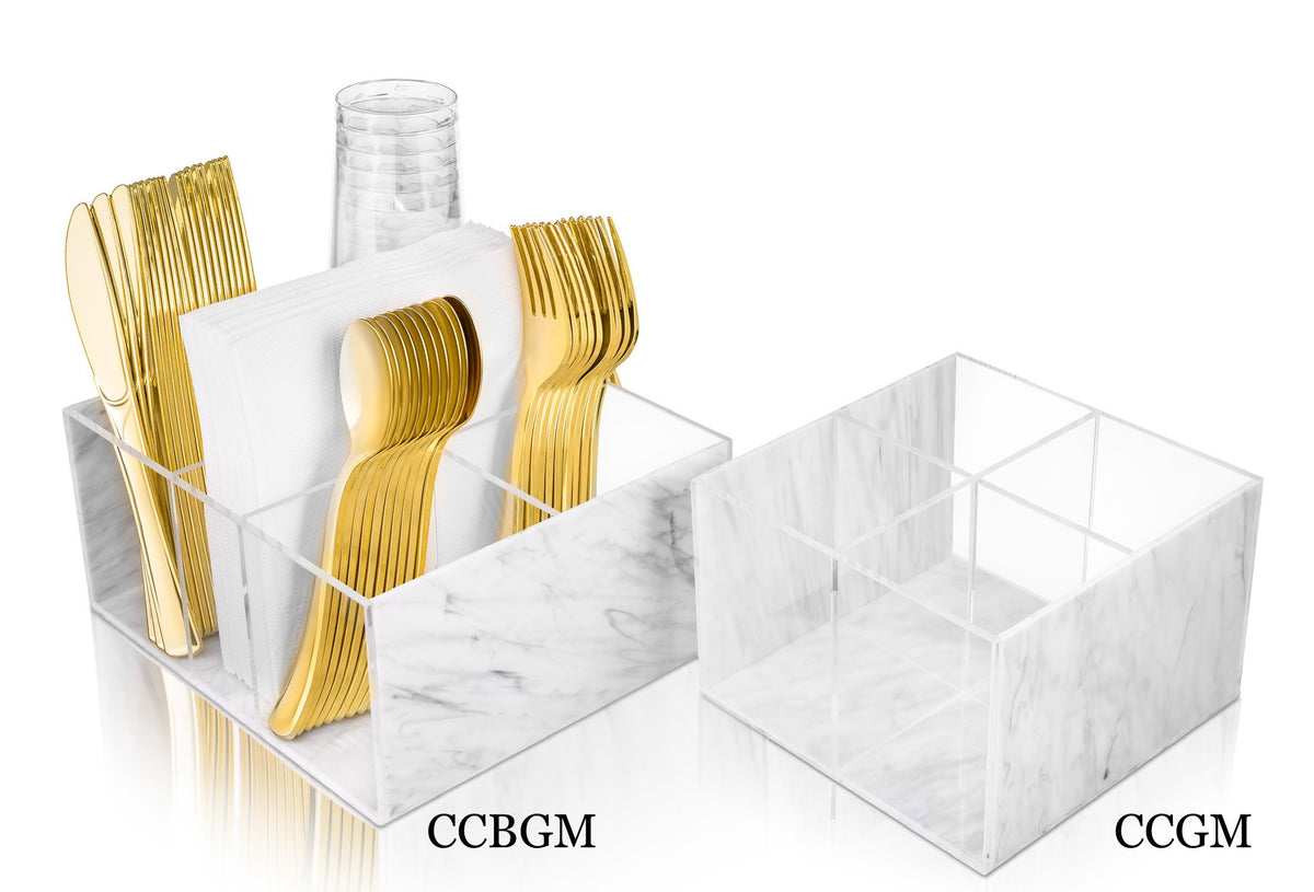 5 Section Square Marble Silverware Caddy Timeless Table