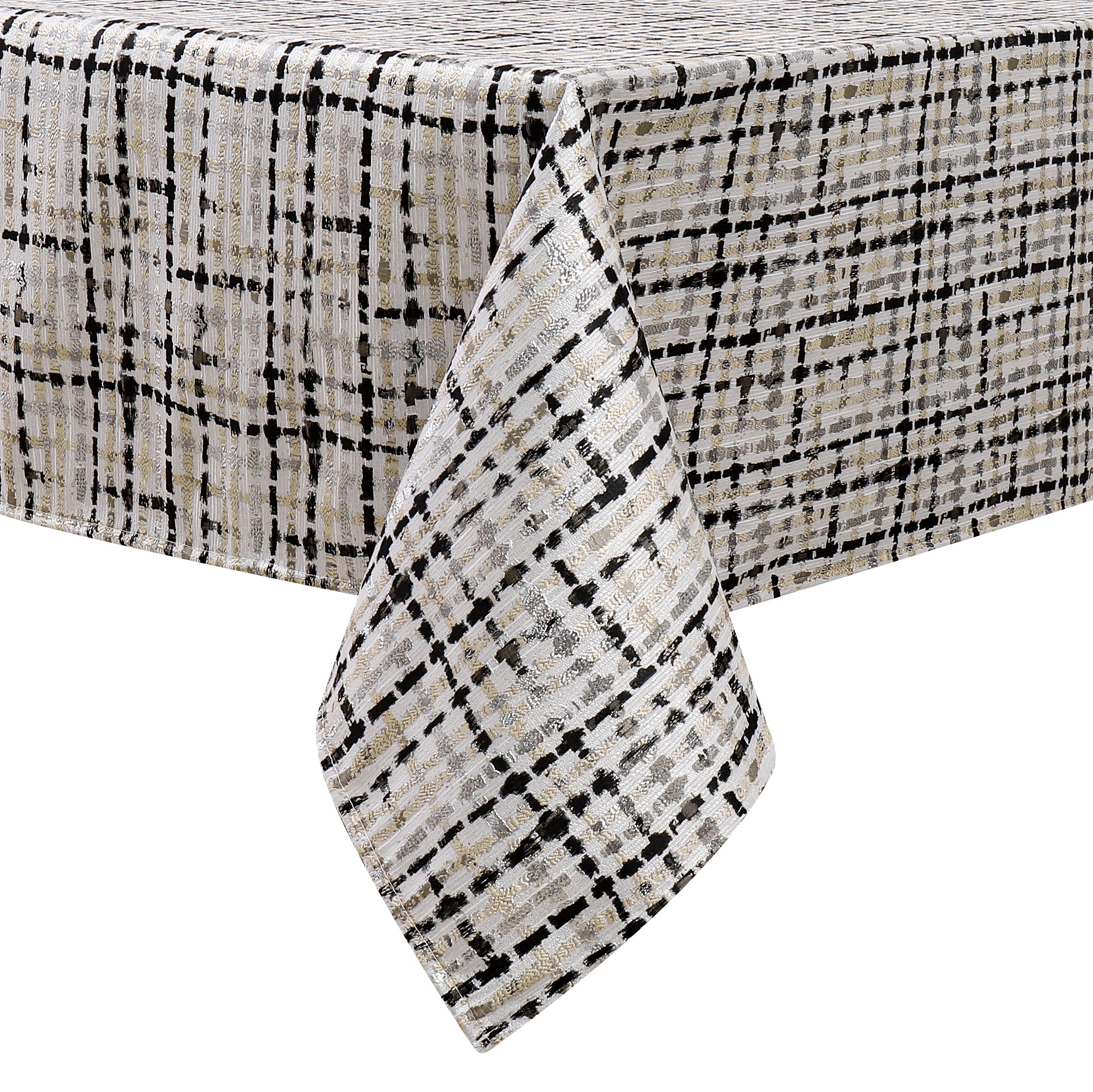 TC1349- 70 x 108 Jacquard Black Weave Tablecloth