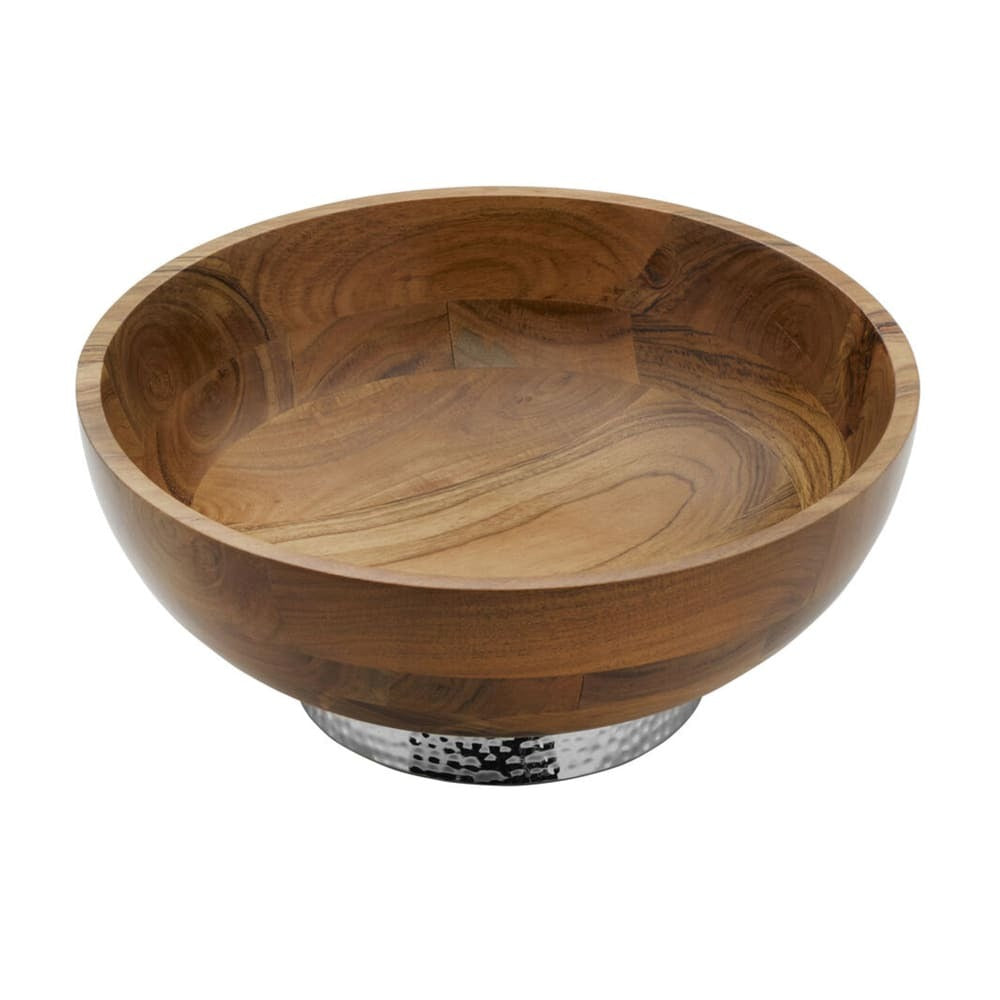 Wooden Bowl With Silver Bottom