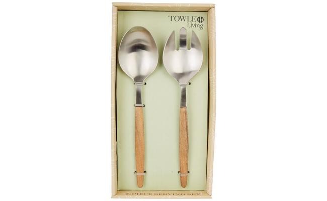 Wood & Silver Serving Spoons