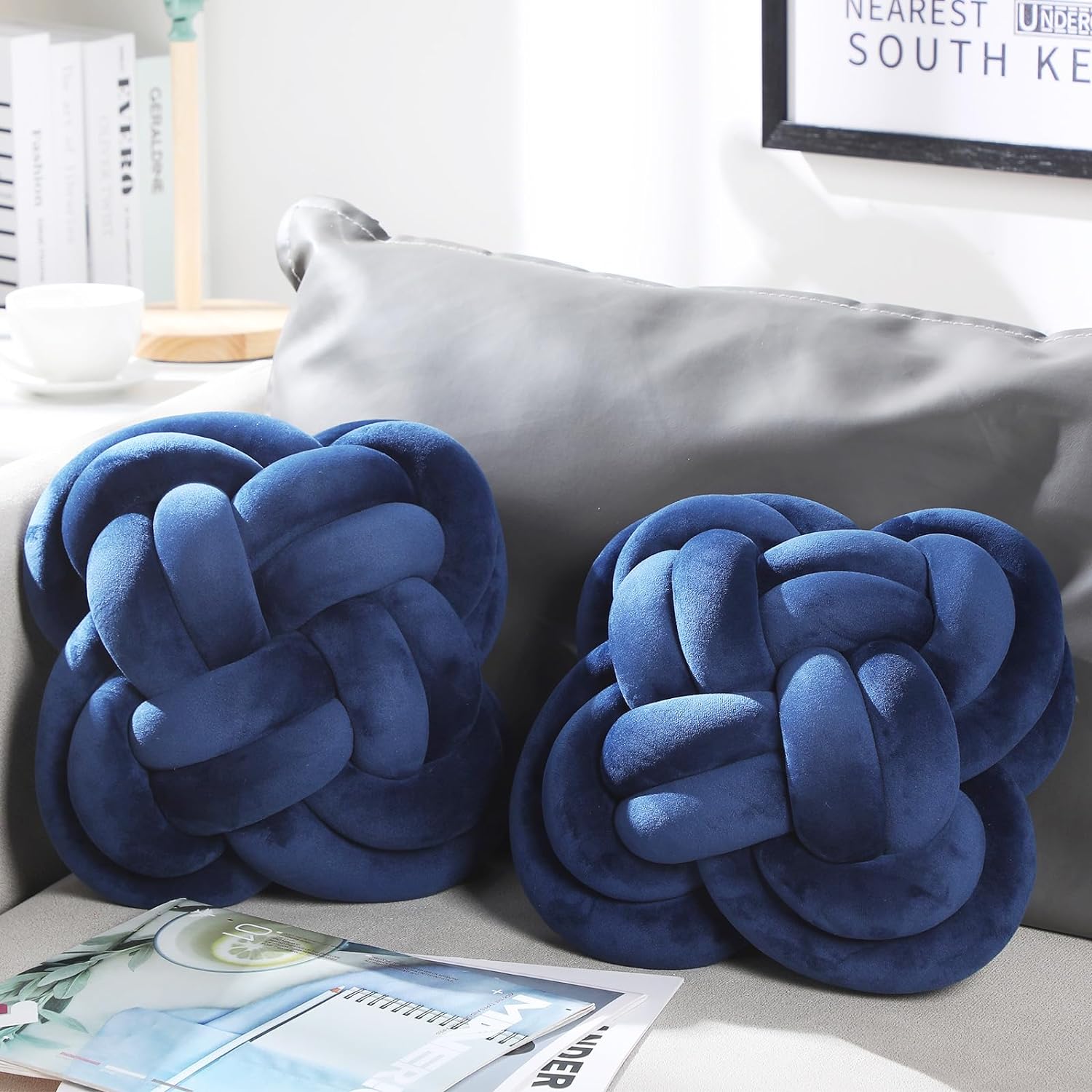 Navy Blue Knot Pillow 12"