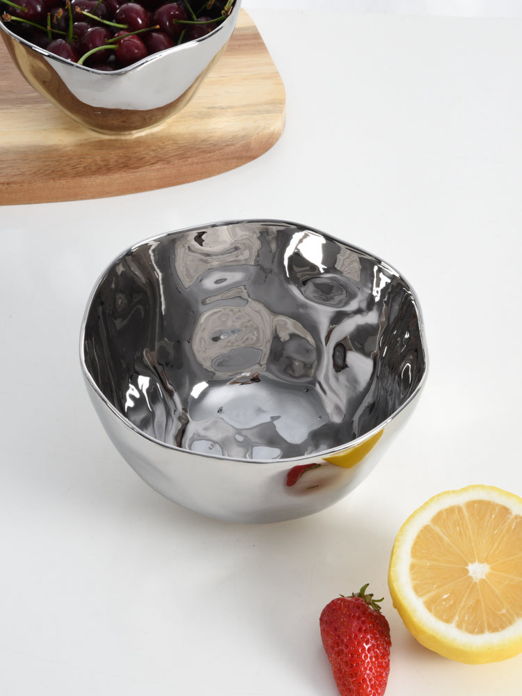 Simple Ceramic Silver Medium Bowl