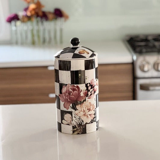 Chic Checkered Porcelain Cookie Jars Large