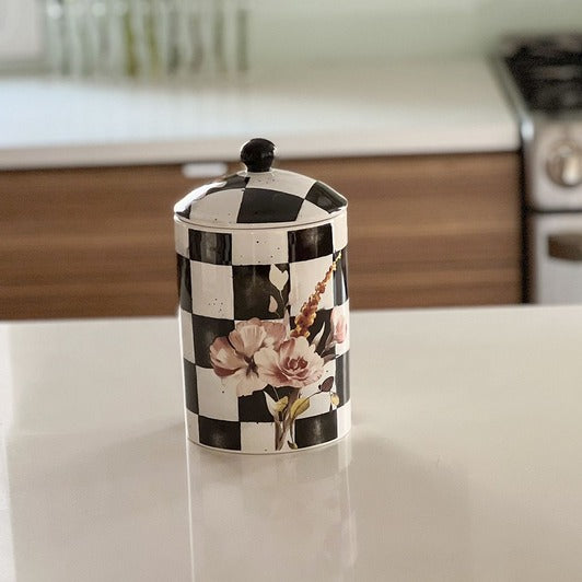 Chic Checkered Porcelain Cookie Jars Medium