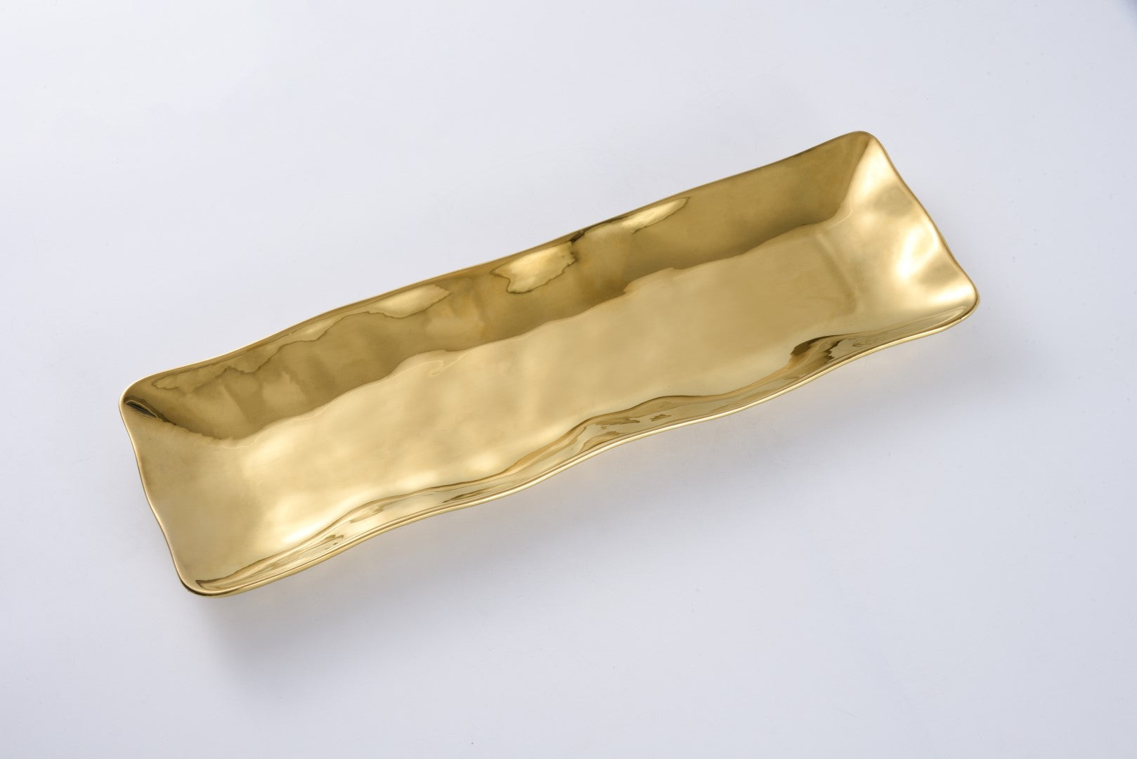 Simple Ceramic Gold Rectangle Serving Piece
