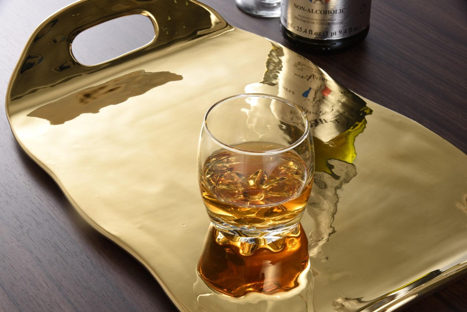 Simple Ceramic Gold Tray With Handles